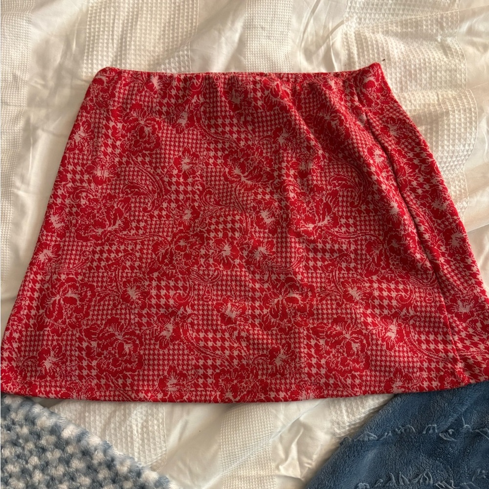 Urban Outfitters Red Gingham Floral Women's Skirt